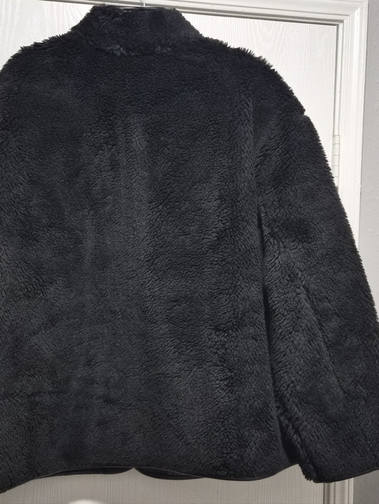 GAP Womens Nwt Recycled Black Sherpa & Vegan Leather Trim Jacket Sz L - Picture 8 of 10